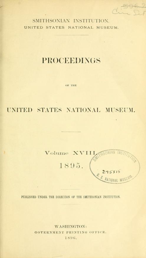 Proceedings of the United States National Museum, volume XVIII